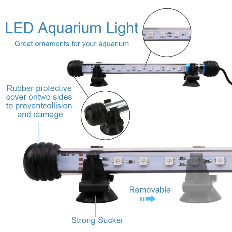 18-48 см AU power Plug RGB дистанционный светодиодный светильник для аквариума, светильник для аквариума, водонепроницаемый 5050 SMD светильник, водная лампа, ПОГРУЖНОЙ 220 В