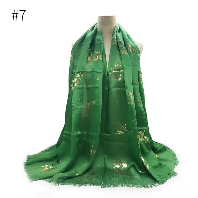 Women scarf Solid viscose hot gold flower print tassels plain muslim hijab wraps shawl head 10pcs/lot Hot Sale fast shipping - Цвет: number 7