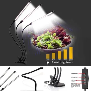 

With Timer USB Power Dimmable 3 Heads LED Grow Light Greenhouse Succulents Seedlings Adjustable Gooseneck Flexible For Plants