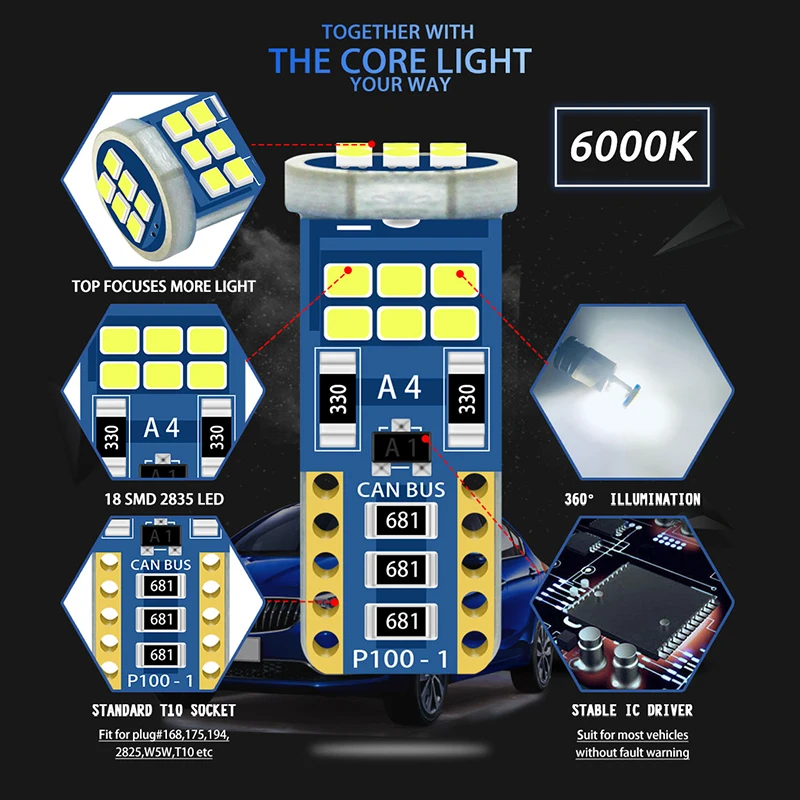 W5W T10 Led  Canbus 2835 16LED ڵ led ڵ   Ʈ,  ̵ Ǳ  ڵ ȣ Ʈ, 10 