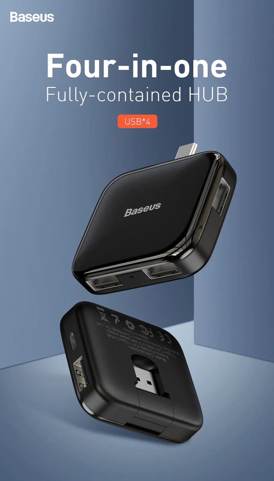 Baseus Fully Folded Portable 4-in-1 Type-C HUB CAHUB-DW01