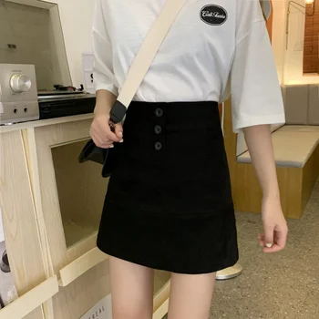 

Solid korean Skirt Mini Women Sexy Winter 2020 Spring New Style High-waisted Slim Fit A- line Young girl Short Skirt 370A