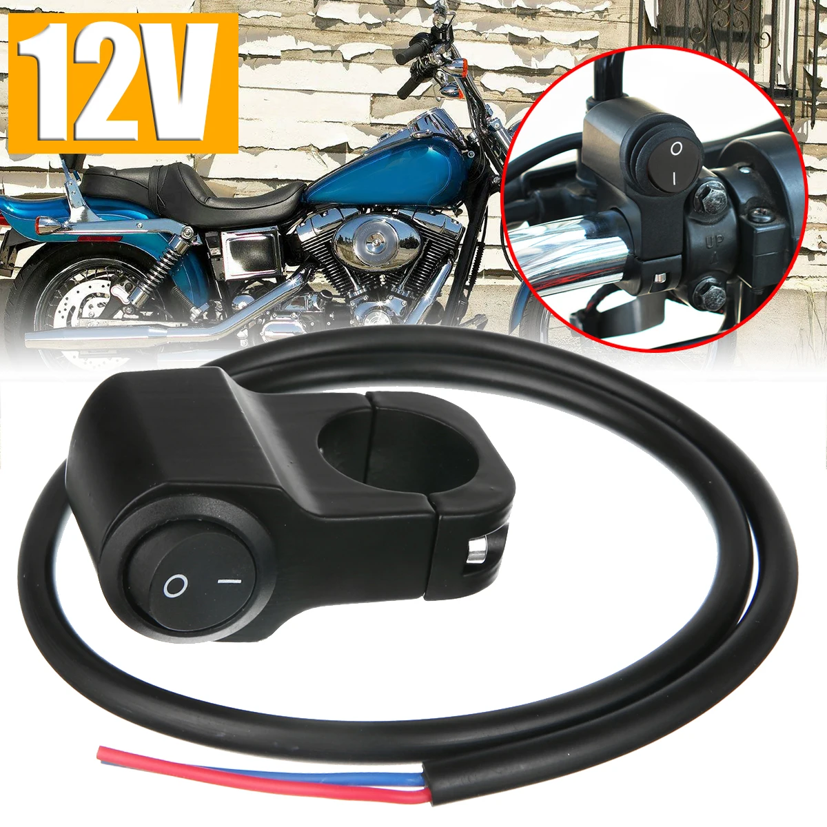

1PC Black 22mm Motorcycle Handlebar On/Off Switch Fog Spot Light Headlight Waterproof Switches For 12V ATV Motorbike Scooter