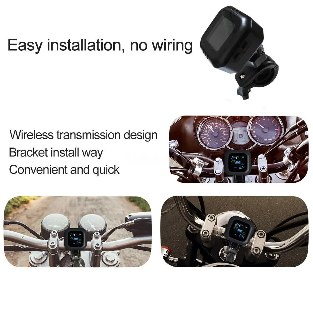 Vehemo LCD TPMS мотоциклетная сигнализация Манометр беспроводной с 2 датчиками USB Bluetooth