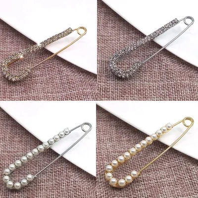 

1PC Fashion Simulated Pearl Brooches Pin Dress Rhinestone Decoration Buckle Pin Jewelry silver gold Brooches Gifts For Men Women