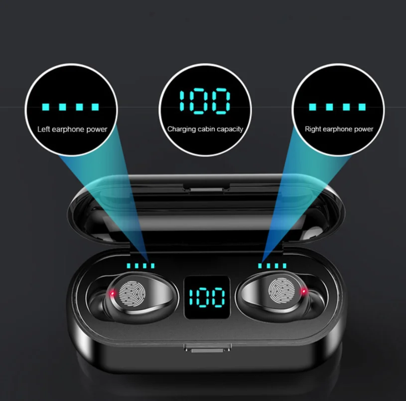 Беспроводные наушники F9 Bluetooth 5 0 новинка с зарядным устройством Спортивная