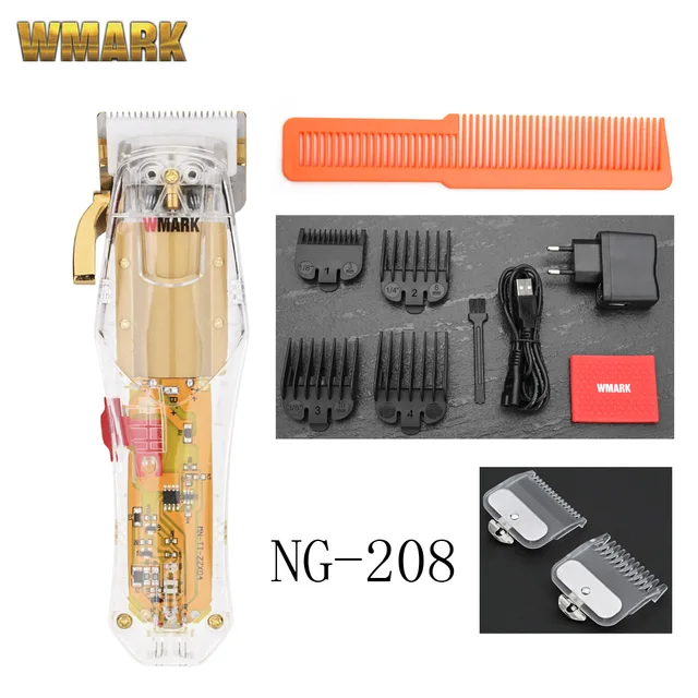 2021 WMARK New Model NG-108 Rechargeable Hair Cutting Machine Hair Clippers Trimmer Transparent Cover White Or Red Base 7300rpm NG208