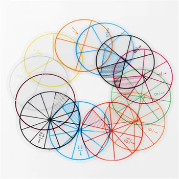 

12pcs/lot Math Fractions Circles Toy Plastic Numbered Fractions Circles Math Chips Mathematics Number Toy Wholesale Dia. 8cm