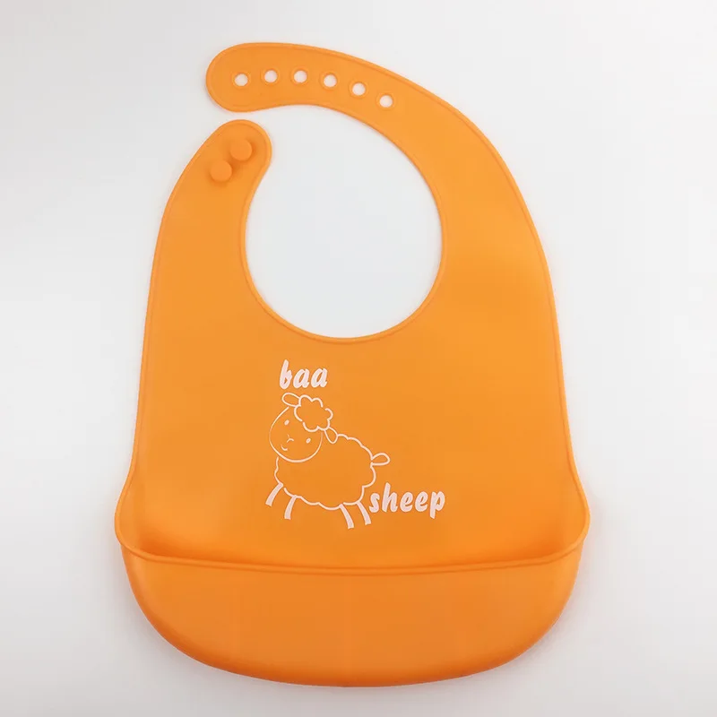 Orange Sheep Детские нагрудники для новорожденных с героями мультфильмов, регулируемые фартуки для кормления, водонепроницаемые силиконовые нагрудники, детские нагрудники для кормления - Цвет: Orange Sheep
