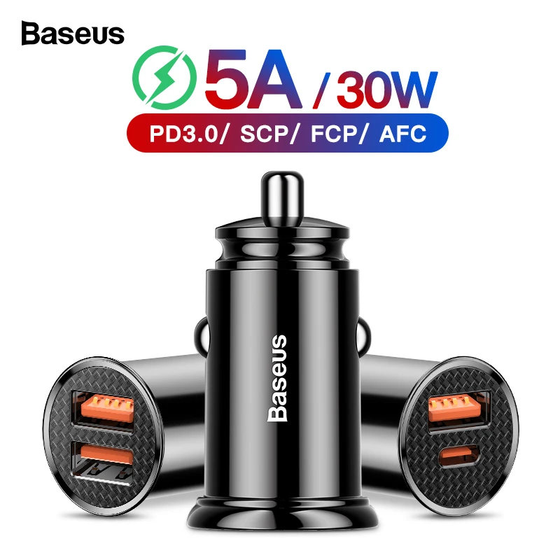 

Baseus Quick Charge 4.0 3.0 Car USB Charger QC4.0 QC 3.0 5A USB C PD Fast Car-Charger Charging For Xiaomi mi 9 8 Huawei P30 Pro