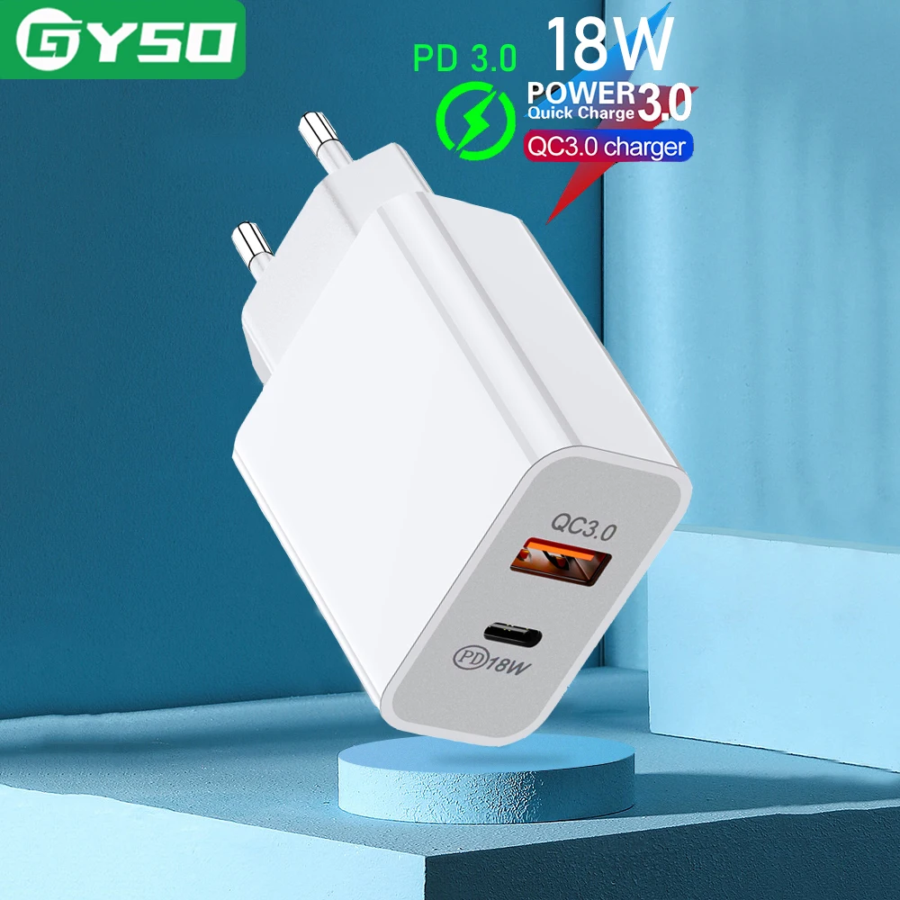 GYSO 18W PD fast charger quick charge 3.0 universal wall mobile phone tablet chargers for iphone samsung huawei charging | Мобильные