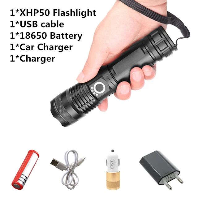 Package G Самый яркий xhp50 самый мощный фонарик usb масштабируемый светодиодный фонарь xhp50 18650 перезаряжаемый аккумулятор для охоты - Испускаемый цвет: Package G