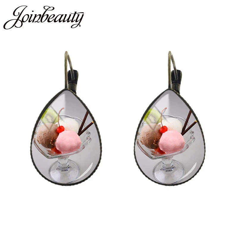 FD37 JOINBEAUTY вишня вкусные серьги с пищевыми продуктами шоколадное мороженое фото слеза клип серьги аксессуары ювелирные изделия Винтаж FD30 - Окраска металла: FD37