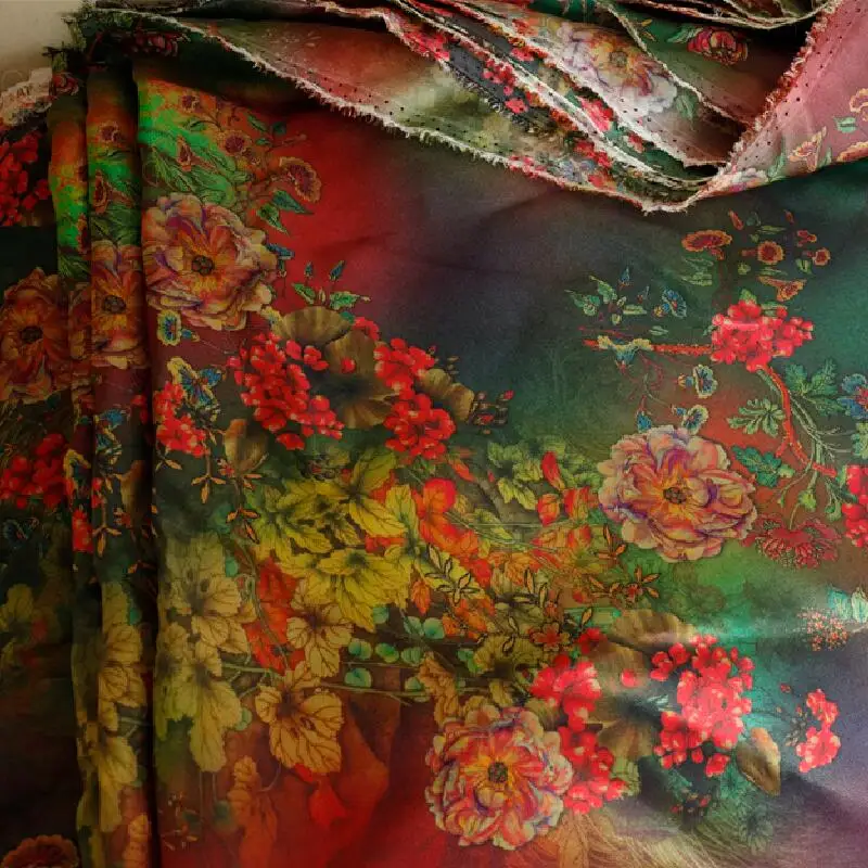 100% 뽕나무 실크, 향기로운 구름 원사 직물, 장미 114 폭, 중국 문화 시리즈..