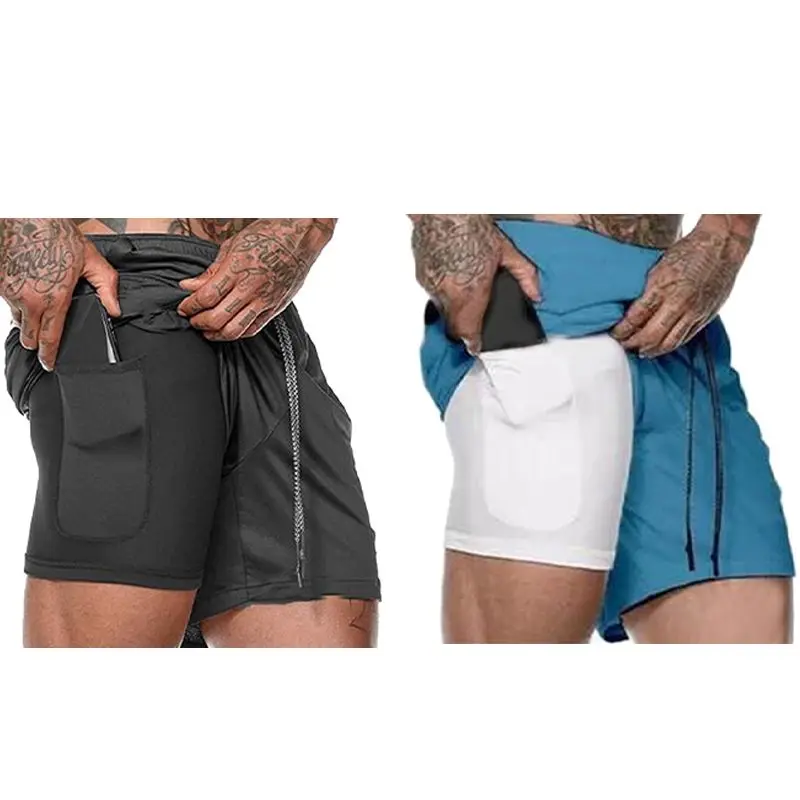 

1pcs Men'S Sports Pants Yoga Pants Black XXL & 1pcs Men'S Jogging Fitness Sports Shorts Phone Inner Pocket Blue XXL