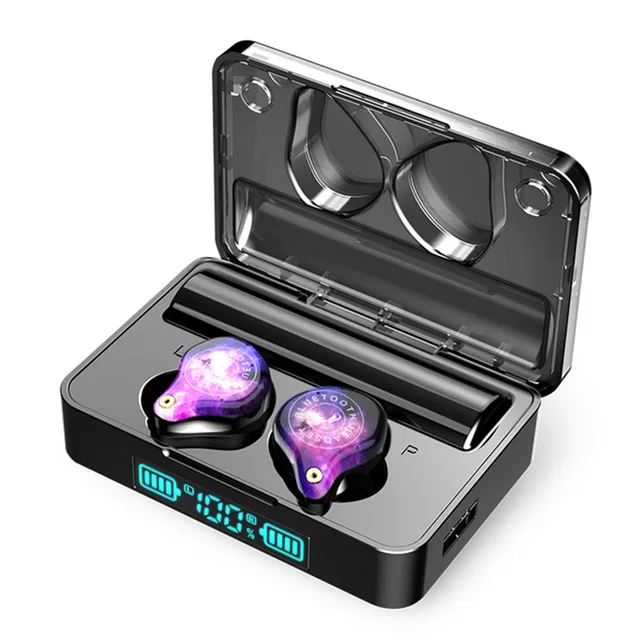 Black 3600 mAH GOOJODOQ беспроводные Bluetooth наушники IPX7 TWS 5,0 светодиодный спортивные наушники с шумоподавлением HiFi 9D стерео водонепроницаемые 3600 мАч - Цвет: Black 3600 mAH