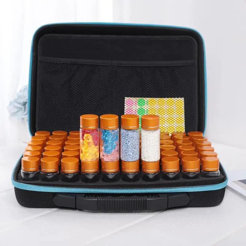  60 Bottles Large Capacity Diamond Painting Box Bottles Portable Diamond Drill Storage Box Case Orga