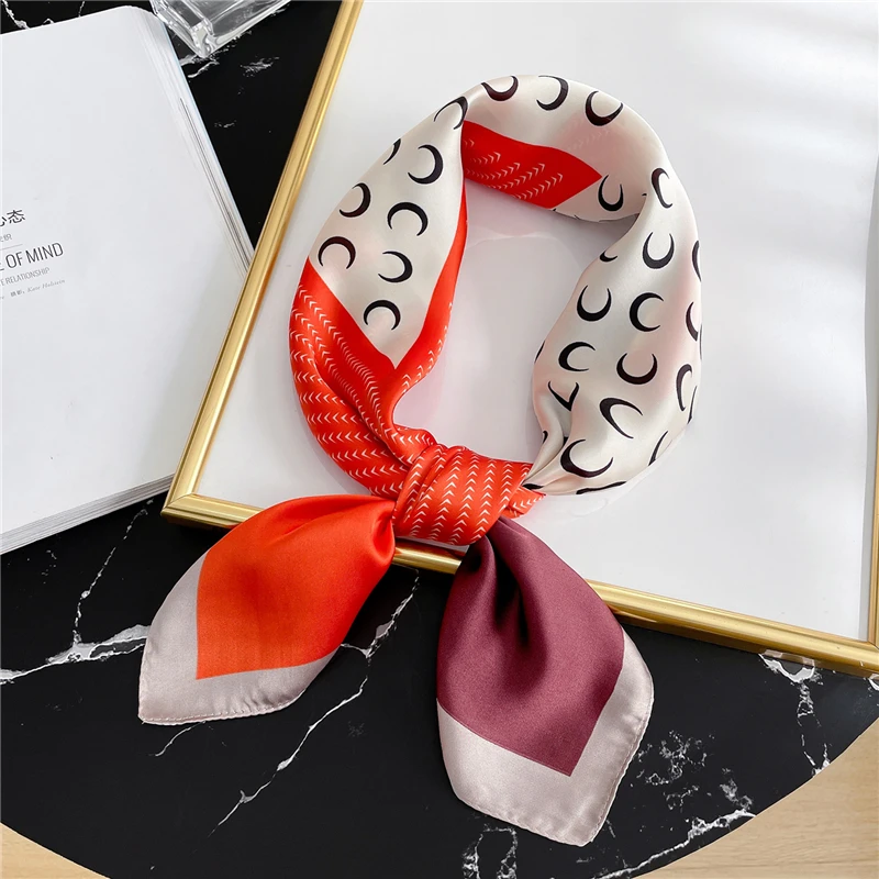 New Silk Scarf Lady Hair band Square Shawl Satin Bag Scarves Head Wrap for Women Bandana Neckerchief Female Hijab Girls Headband