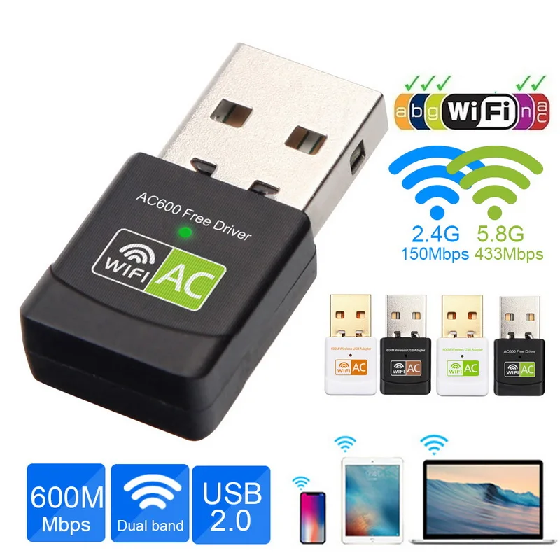 USB Wifi адаптер 600 Мбит/с USB Ethernet приемник двухдиапазонный беспроводной Wifi ключ сетевая карта для ПК ноутбука