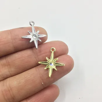 

Eruifa 10pcs 16mm Cute Six-pointed star with Stone Zinc alloy Charms Pendant Jewelry DIY Necklace Bracelet Earrings 2 colors