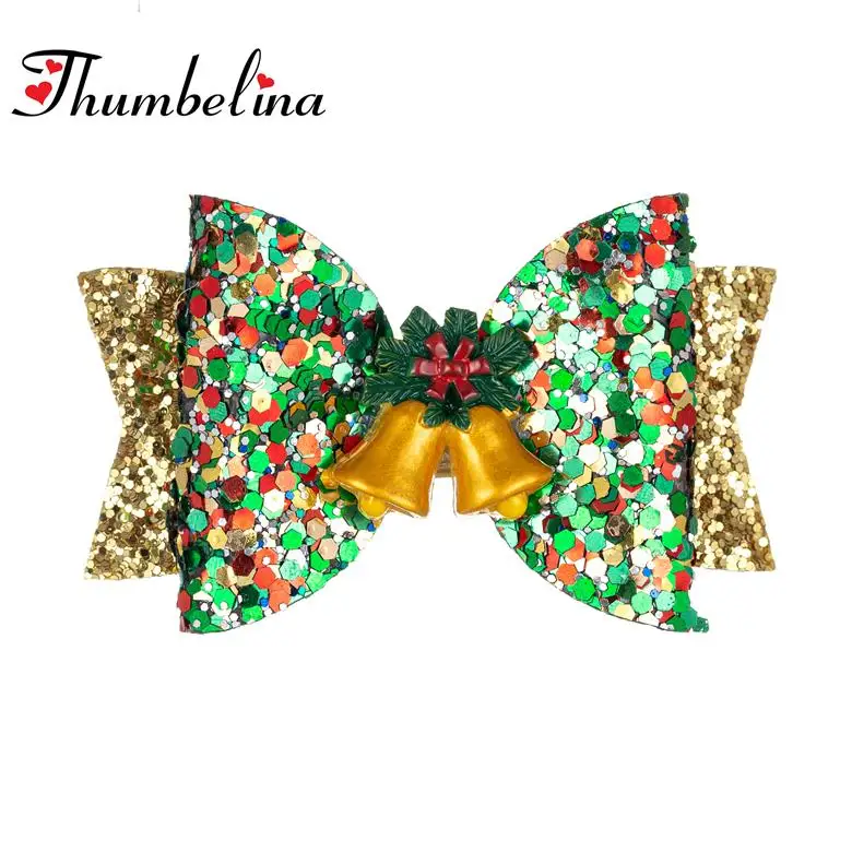 02 Thumblina 3,5 ''Рождество заколки для волос для девочек с рисунком в виде Санта клаусами вечерние заколки для волос рождественские аксессуары для волос - Цвет: 02