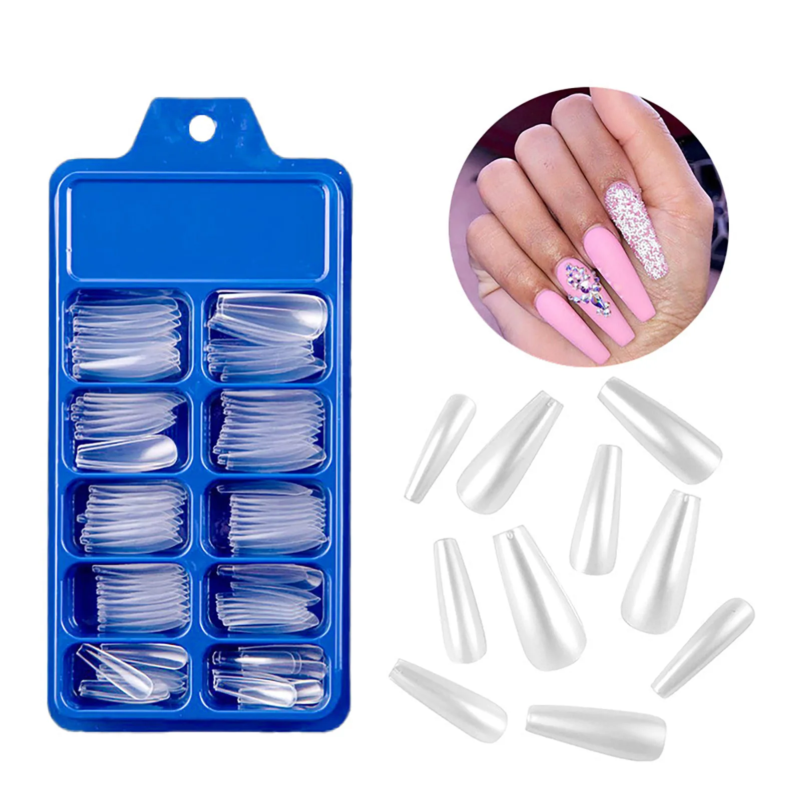 100 Pcs Nail Art Sticker Box Color Bar Dance Nail Patch Pure Color Full Sticker Wear Fake Nails