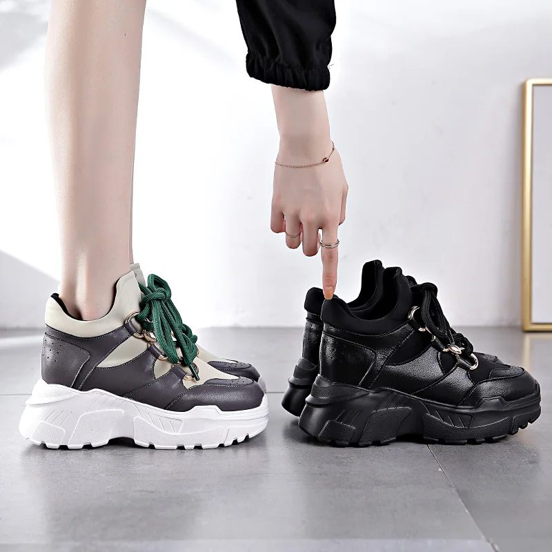 RASMEUP женские кроссовки на платформе 8 см, визуально увеличивающие рост; модная зимняя женская обувь из натуральной кожи на платформе; женская обувь для тренировок
