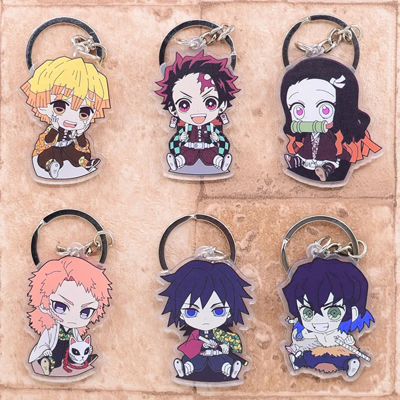 2020 New Demon Slayer Keychain Kimetsu no Yaiba Key Ring Double Sided Acrylic Key Chain Anime