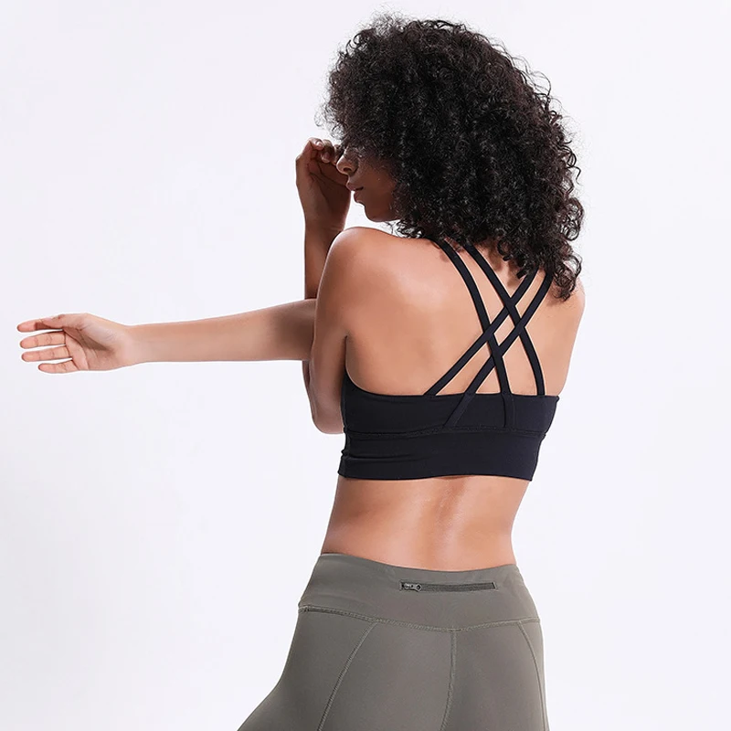 

Nuevo clásico a prueba de golpes sin anillo de acero ropa interior deportiva mujer Cruz belleza espalda correr Yoga Pilates Fitness Bra