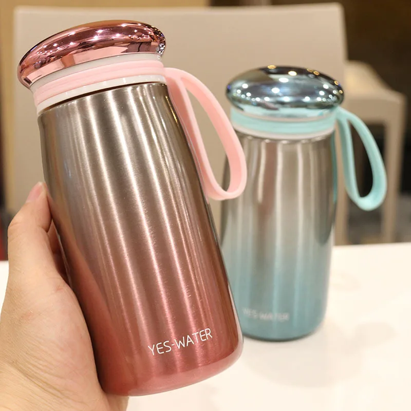 

Korean-style Insulated Stainless Steel Bottle Small Fresh shang wu bei Women's Couples Readily Cup Leak-Proof Portable INS Glass