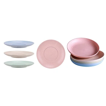 

8pcs Healthy Wheat Straw Dinner Plates Biodegradable Unbreakable Dinnerware Dishes Set 4pcs 6 Inch 4pcs 7.8 Inch