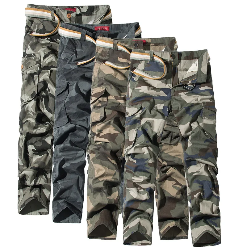 

Spring MEN'S Overalls Bags Trousers Uniform Camouflage Pants Outdoor Casual Army Pants Large Size Loose-Fit Wear-Resistant