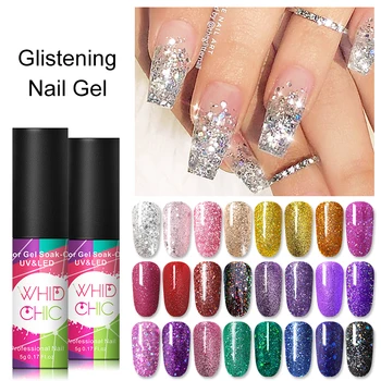 

WHID CHIC UV Gel Nail Polish varnish Sequins Glitter Nail Color Soak Off Polish Nail Art Polish Gel Varnish 5ml