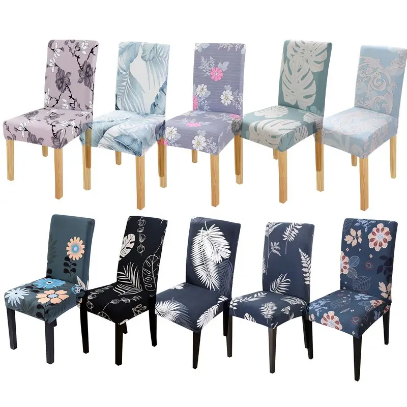 

Spandex Stretch Chair Cover Flower Printed Removable Elastic Slipcovers Chair Covers For Wedding Banquet Hotel Restaurant