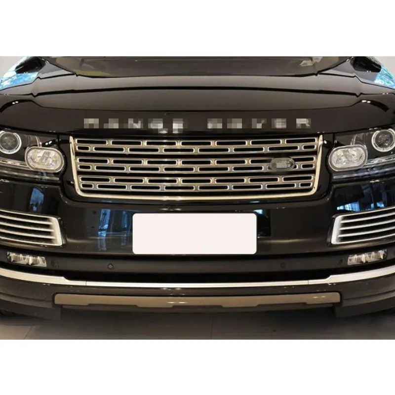 Серебристый передний бампер Центральная решетка радиатора для Land Rover Range Vogue 2014 2015
