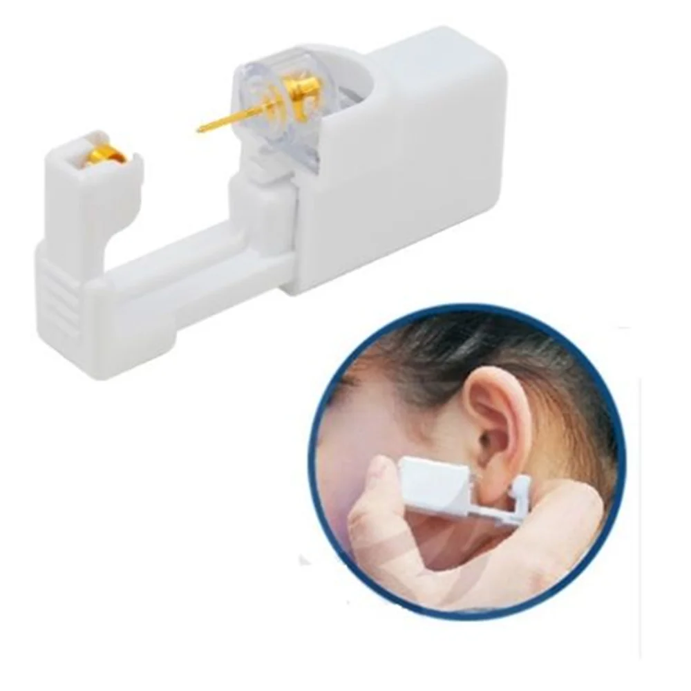 Новое стерилизованное одноразовое устройство для пирсинга носа и ушей+ стерильный ободок для Пирсинга Ушей с кристаллами