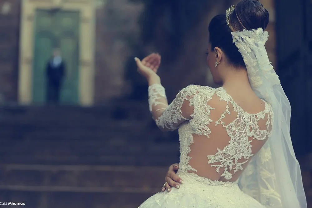 vestido de noiva Said, кружевное платье с аппликацией, расшитое бисером вручную, Прозрачное платье с открытой спиной, свадебное платье со шлейфом, платья для матери невесты