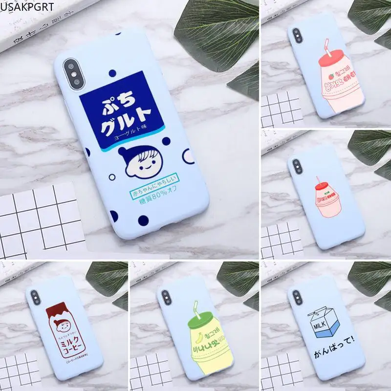 

cute Japanese Korean Milk Bottle Phone Case for iPhone 11 Pro Max X XR XS 8 7 6s Plus Candy purple Silicone Cases
