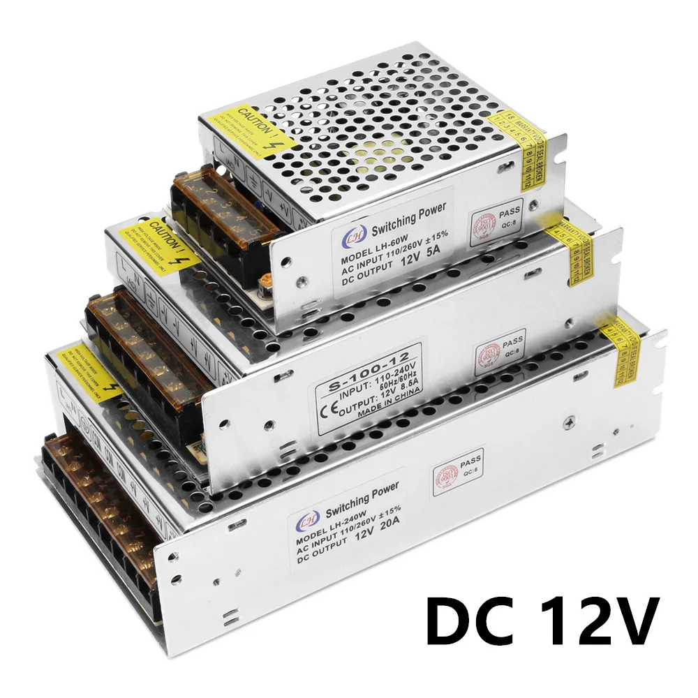 AC 110 V-220 V TO DC 12 V 1A 3A 5A 10A 15A 20A 30A светодиодный адаптер питания для светодиодных лент светильник