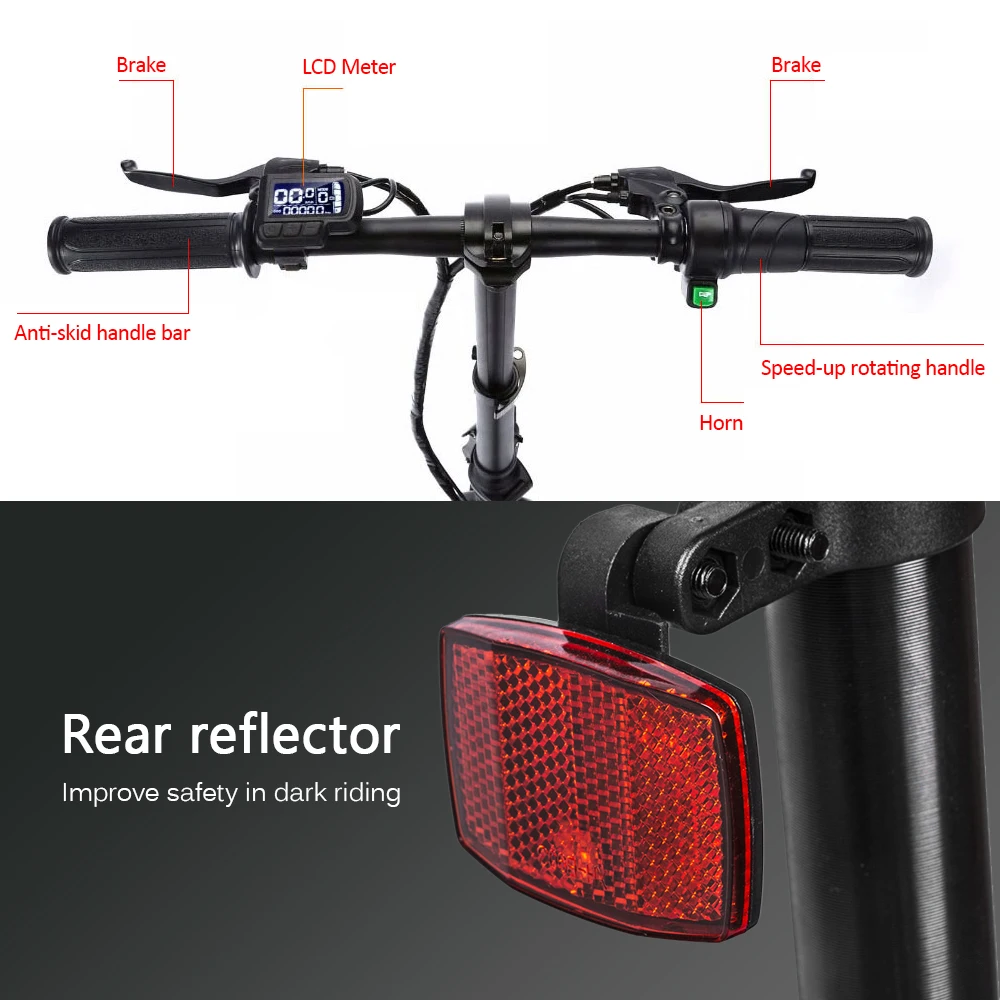 Excellent Folding Electric Bike 14 Inch Power Assist Electric Bicycle E-Bike Scooter 36V 250W Motor 3