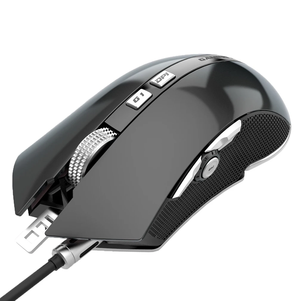 Серый LUOM G60 проводной палец правый USB 1,1/2,0 интерфейс плетеный провод программируемый 9 Кнопок профессиональная оптическая игровая мышь - Цвет: Серый