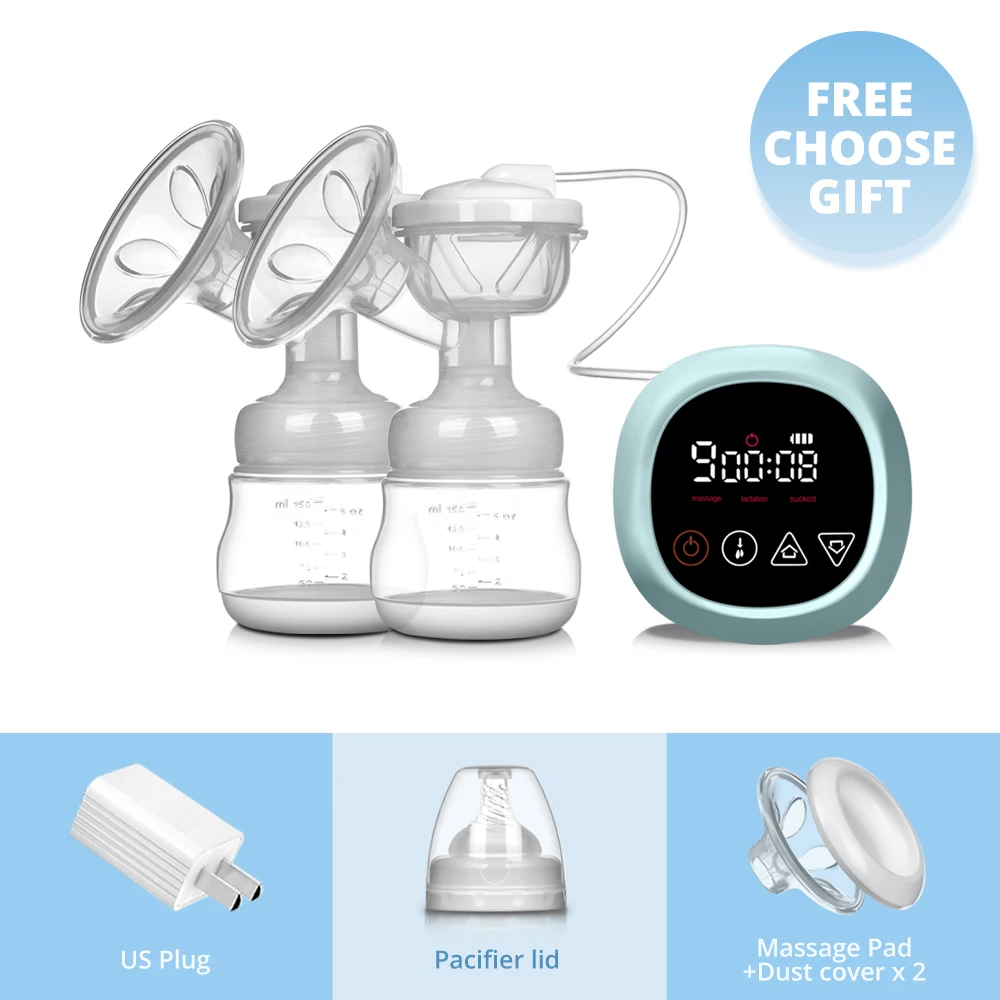 2021 NEW Bilateral Electric Breast Pump Suction Large Automatic Massage Postpartum Milk Maker LCD Touch Screen Control BPA Free double electric breast pump Electric breast pumps