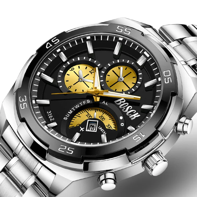 

Luxury Men's Watch Stainless Steel Waterproof Date Clock Male Sports Watches business Men Quartz Wrist Watch Relogio Masculino