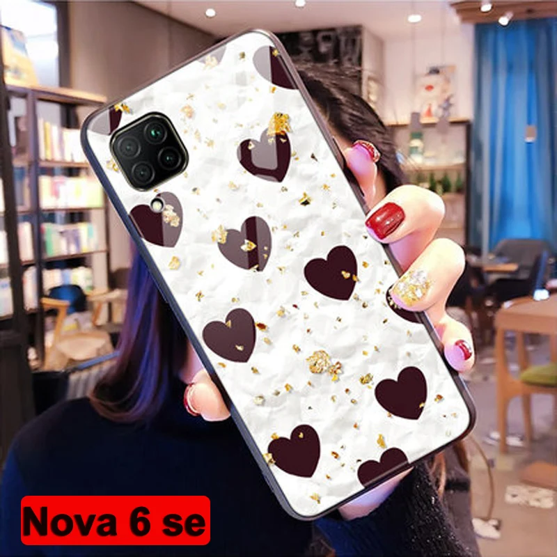 Для huawei Nova 6 SE чехол Nova6se закаленное стекло+ ТПУ силиконовая рамка жесткая задняя крышка для huawei Nova6 SE Nova 6 6SE стеклянный чехол - Цвет: Nova 6 se