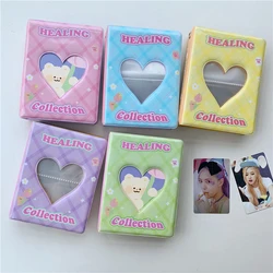 Album Photo de 3 pouces, porte carte Photo coeur creux ours de dessin animé Album à carreaux Kpop classeur de cartes Mini idole livre de collection 