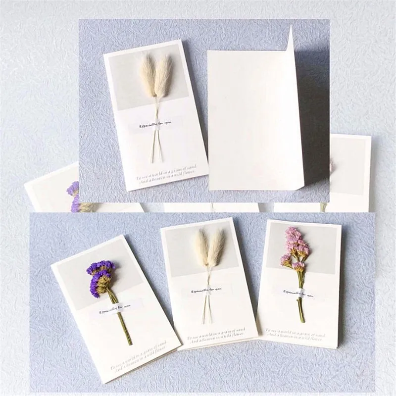 Маленькая свежая креативная сухая Цветочная карточка сделай сам складная Бланк