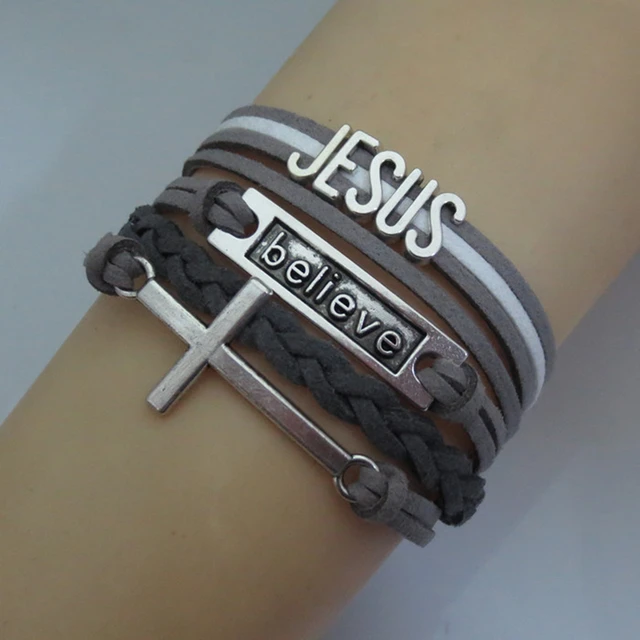 Christian Jewelry Jesus Bracelets Stainless Steel Accessories White Rubber  Belt Man Women Hand Bangle Gift For Girlfriend Boys