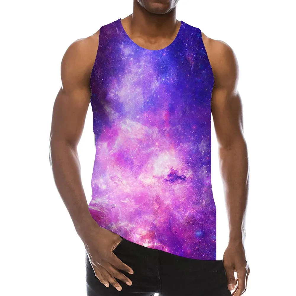 Майка с рисунком для мужчин 3D из набивной ткани в виде космоса Топ Galaxy