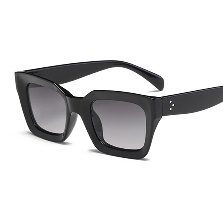 New Fashion Woman Brand Square Sunglasses Ladies Vintage Oversized Sun Glasses Female Big Frame Uv400 Shades Black_voghion.com