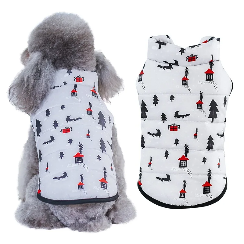 

-Cotton Pet Vest Clothes Pet Clothing Snowing Day Theme Open Buckle Dog Clothes For Warm Winter